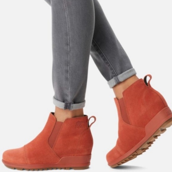Sorel Shoes - ⭐️Sorel Evie orange suede leather booties woman’s SZ 10 EUC